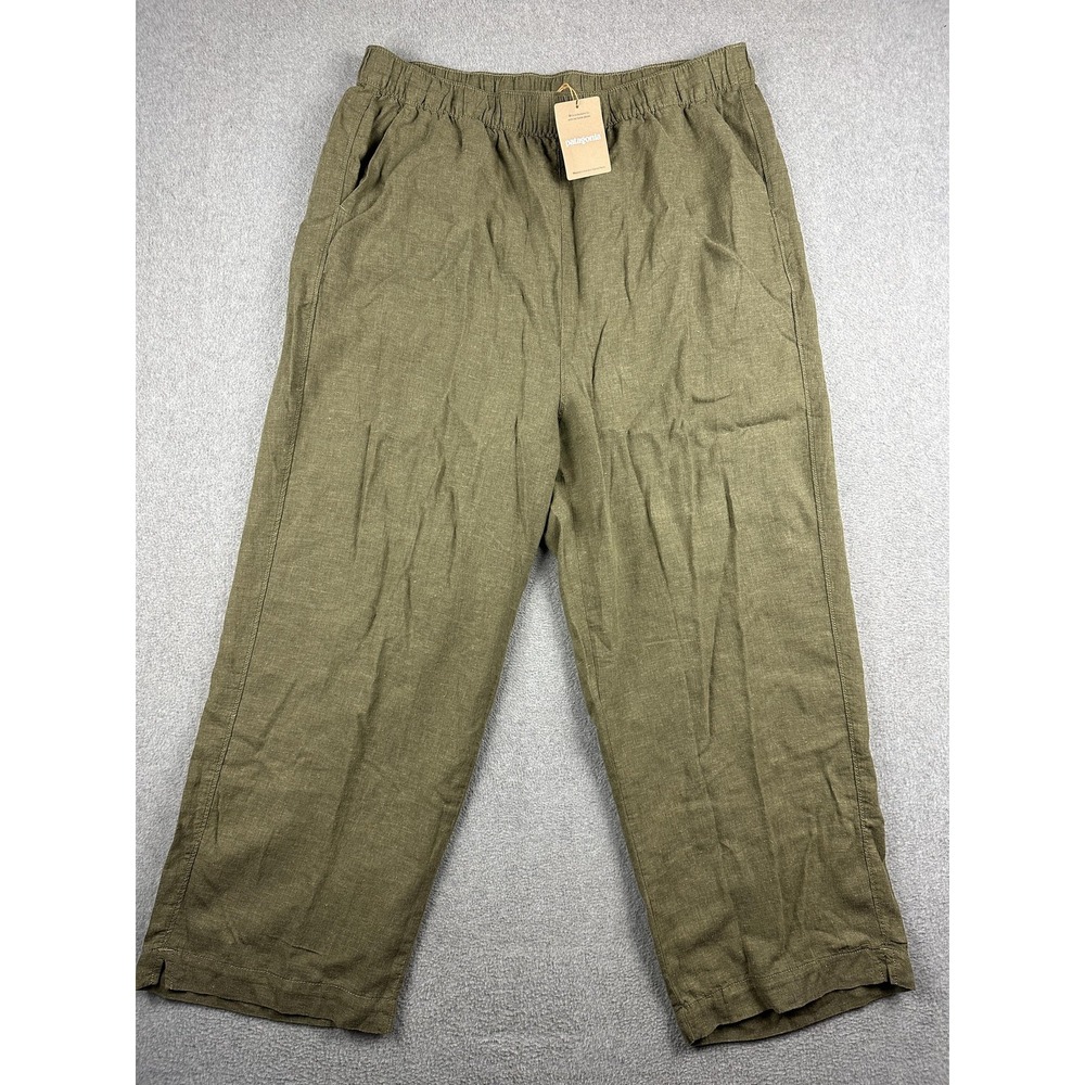 Patagonia Garden Island Pants Womens XL Green Hemp Lyocell Cropped Wide Leg NWT